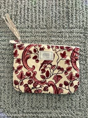NWOT Sezane Cosmetic-Jewelry Pouch - Red & Cream Birds